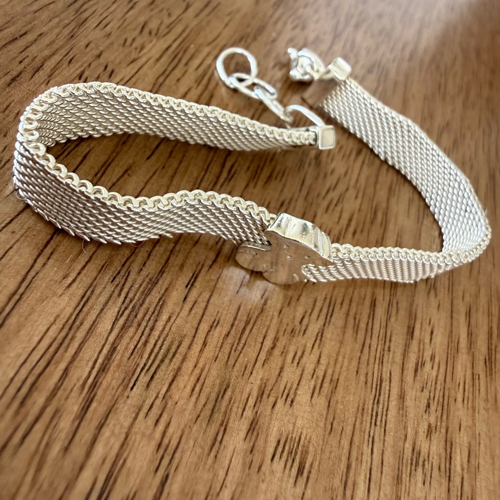 Elegant Silver Mesh Bracelet Silver Bear
